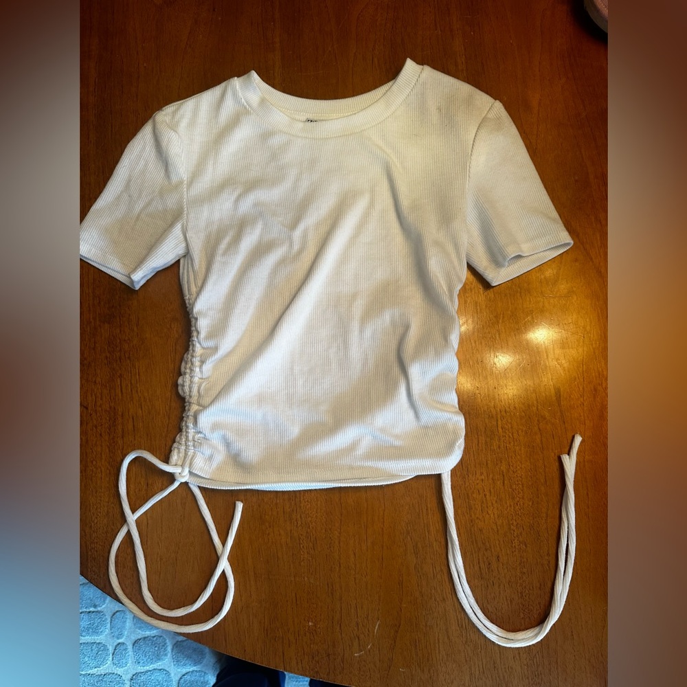 White Zara side tie top